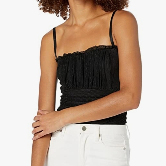 NWT BCBGMAXAZRIA BLACK TULLE BODYSUIT W/ADJUSTABLE STRAPS &SNAPS IN CROTCH SZ LG - Picture 3 of 16